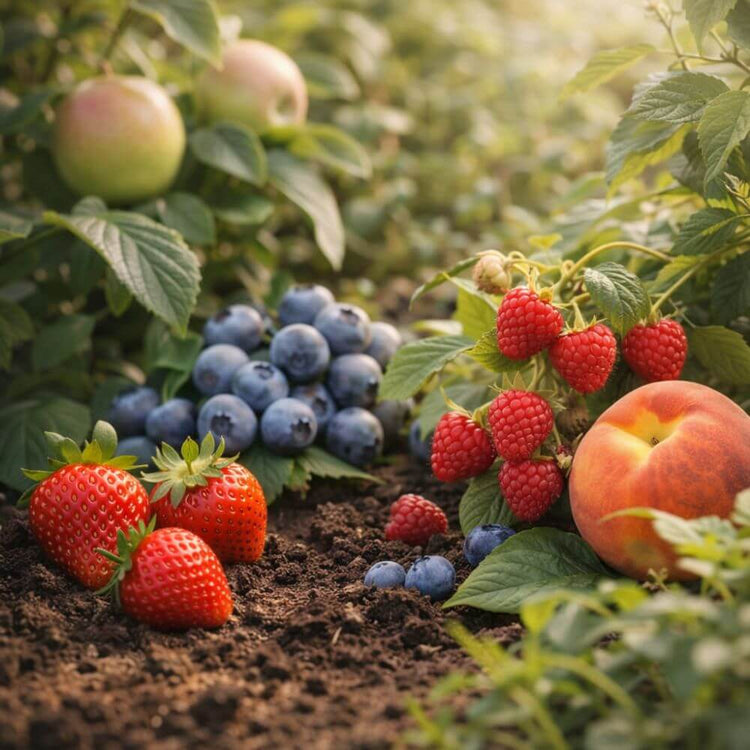 Fruit seeds growing in a garden with berries and fruit plants – HarvestNest Seeds