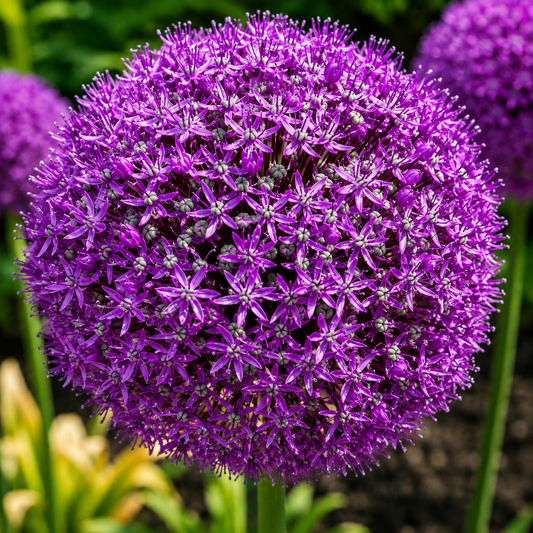 Giant Allium flower with vibrant purple blooms, perfect for ornamental gardens and pollinator-friendly landscapes. HarvestNest Seeds