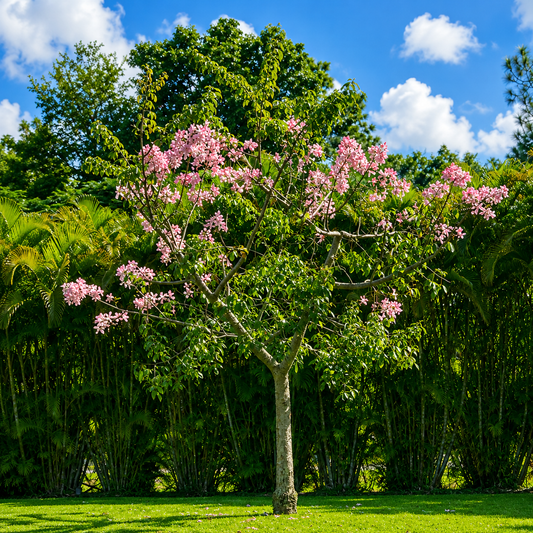 Silk Floss Tree with stunning pink blooms, perfect for tropical landscapes and ornamental garden displays. HarvestNest Seeds