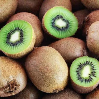 Fresh and juicy kiwi fruit, showing vibrant green flesh and seeds, ready to eat or grow. HarvestNest Seeds