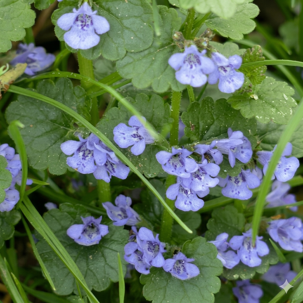 Ground Ivy with delicate purple flowers, perfect for natural ground cover and pollinator-friendly gardens. Harvestest Seeds