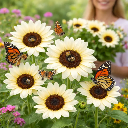 50 Italian White Sunflower Seeds – Heirloom Non-GMO