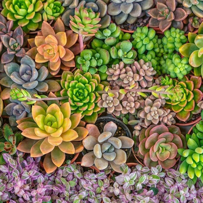 Vibrant mix of rare Echeveria succulents in various colors. HarvestNest Seeds
