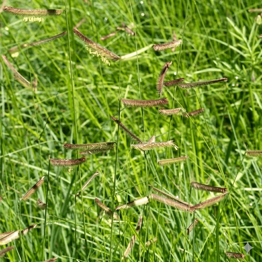 Blue Grama ornamental grass with delicate seed heads, perfect for drought-tolerant lawns and prairie gardens. HarvestNest Seeds